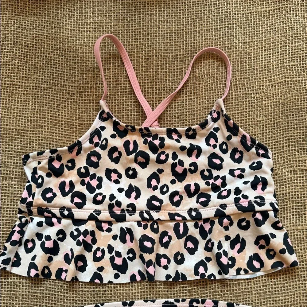 Justice Pink and Black animal print Swimsuit